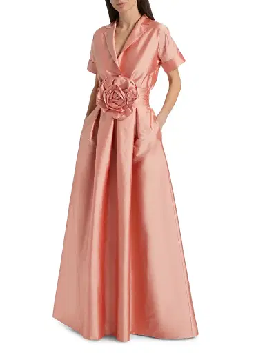 Chiara Boni La Petite Robe Women's Stoya Floral Appliqué A-Line Gown - Peau Dange - Size 2 | Thumbnail 2