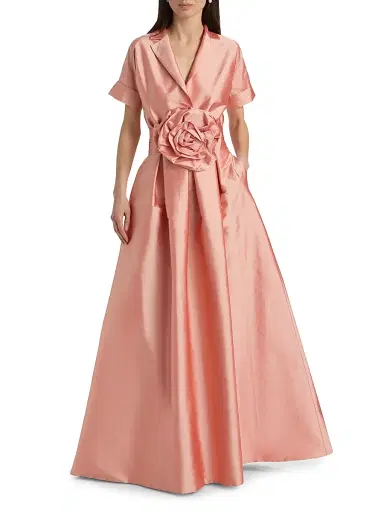 Chiara Boni La Petite Robe Women's Stoya Floral Appliqué A-Line Gown - Peau Dange - Size 2 | Thumbnail 3