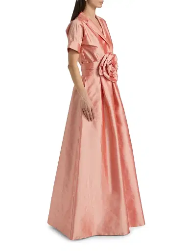 Chiara Boni La Petite Robe Women's Stoya Floral Appliqué A-Line Gown - Peau Dange - Size 2 | Thumbnail 4