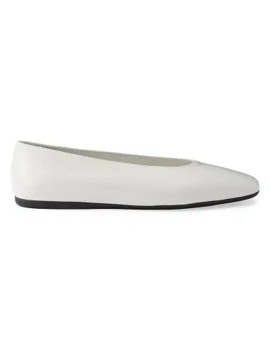 Prada Women's Brushed Leather Ballerinas - White - Size 11 | Thumbnail 1 Prada Women's Brushed Leather Ballerinas - White - Size 11 | Thumbnail 1