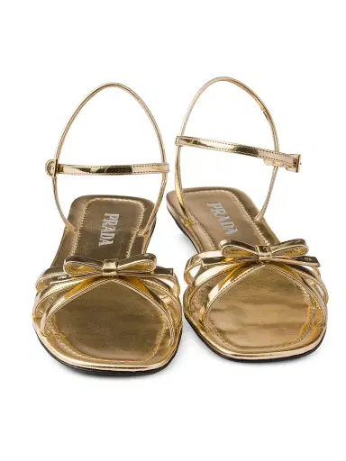 Prada Women's Flat Metallic Leather Sandals - Gold - Size 10 | Thumbnail 2 Prada Women's Flat Metallic Leather Sandals - Gold - Size 10 | Thumbnail 2