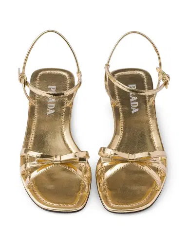 Prada Women's Flat Metallic Leather Sandals - Gold - Size 10 | Thumbnail 4 Prada Women's Flat Metallic Leather Sandals - Gold - Size 10 | Thumbnail 4