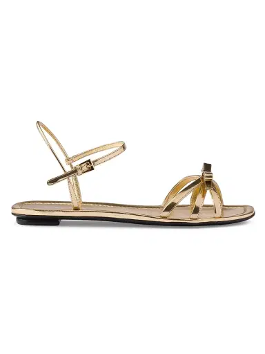 Prada Women's Flat Metallic Leather Sandals - Gold - Size 10 | Thumbnail 1 Prada Women's Flat Metallic Leather Sandals - Gold - Size 10 | Thumbnail 1