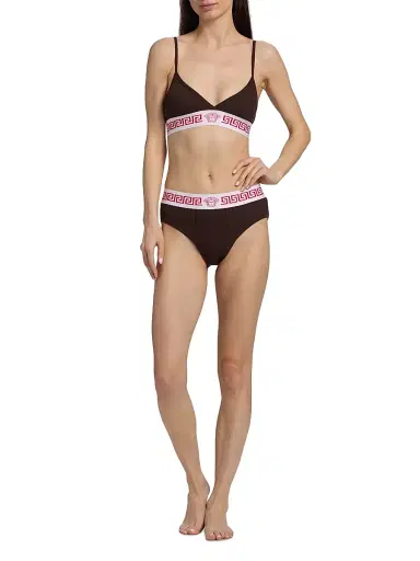 Versace Women's Cotton Jersey Rib Bra - Chocolate - Size XL | Thumbnail 2 Versace Women's Cotton Jersey Rib Bra - Chocolate - Size XL | Thumbnail 2