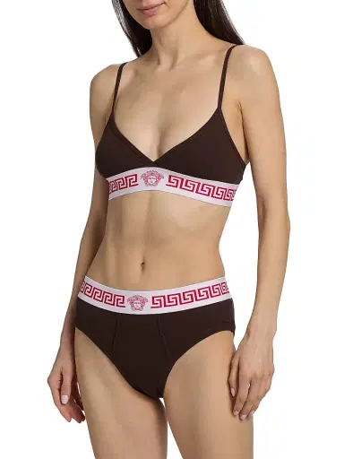 Versace Women's Cotton Jersey Rib Bra - Chocolate - Size XL | Thumbnail 3 Versace Women's Cotton Jersey Rib Bra - Chocolate - Size XL | Thumbnail 3