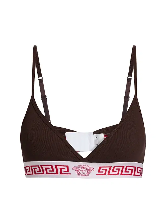 Versace Women's Cotton Jersey Rib Bra - Chocolate