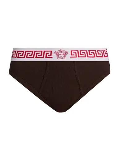 Versace Women's Slip Cotton Rib Briefs - Chocolate - Size XL | Thumbnail 1