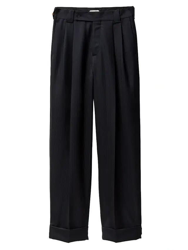 Men's Pinstriped Virgin Wool Pants - Dark Navy Black