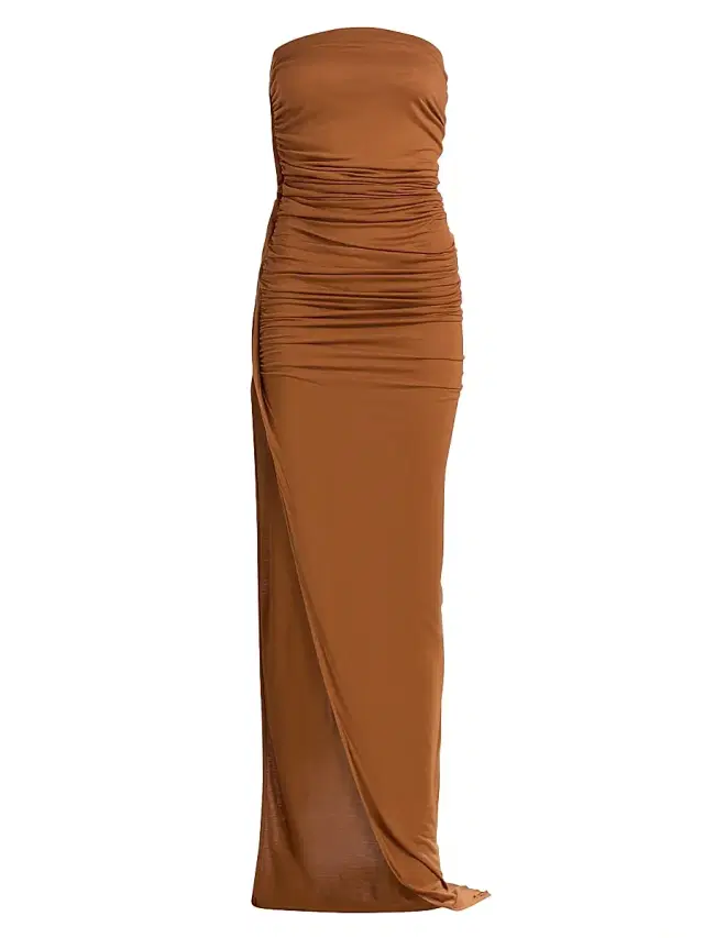Rick Owens Women's Edfu Jersey Strapless Gown - Cognac