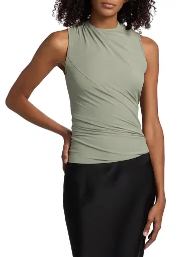 Rick Owens Women's Luna Jersey Wrap Top - Jade - Size 6 | Thumbnail 3