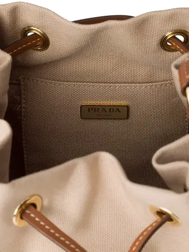 Prada Women's Wicker and Canvas Bucket Bag - Beige | Thumbnail 5