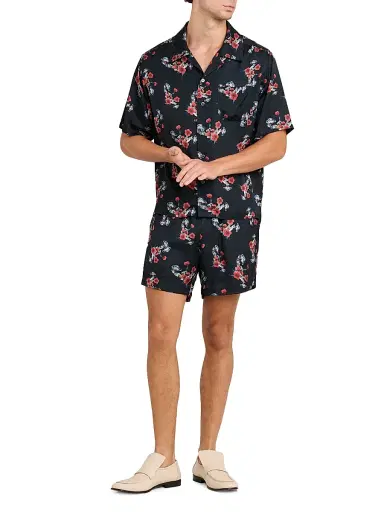 Rhude Men's Turbo Floral Camp Shirt - Black Red Multi | Thumbnail 2