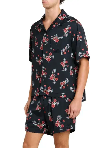 Rhude Men's Turbo Floral Camp Shirt - Black Red Multi | Thumbnail 4