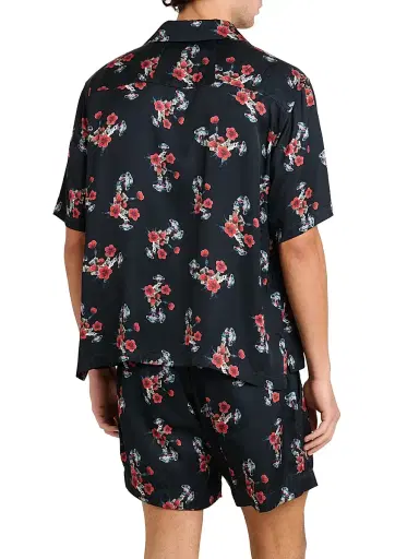 Rhude Men's Turbo Floral Camp Shirt - Black Red Multi | Thumbnail 5