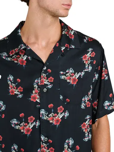 Rhude Men's Turbo Floral Camp Shirt - Black Red Multi | Thumbnail 6