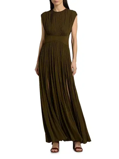 Zimmermann Women's Luna Draped Column Maxi Dress - Moss | Thumbnail 3 Zimmermann Women's Luna Draped Column Maxi Dress - Moss | Thumbnail 3