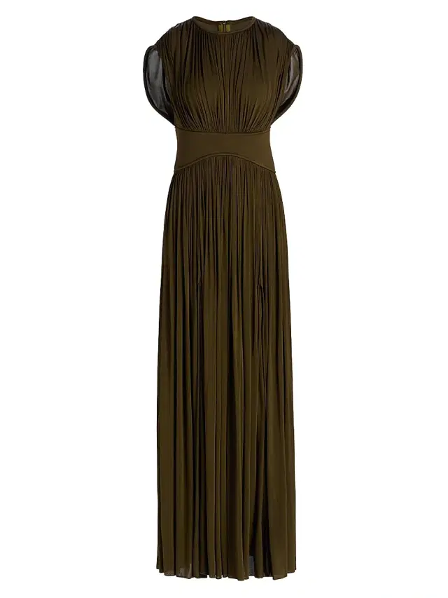 Zimmermann Women's Luna Draped Column Maxi Dress - Moss