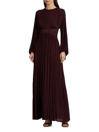 Zimmermann Women's Luna Billow Pleated Maxi Dress - Mahogany | Thumbnail 3 Zimmermann Women's Luna Billow Pleated Maxi Dress - Mahogany | Thumbnail 3