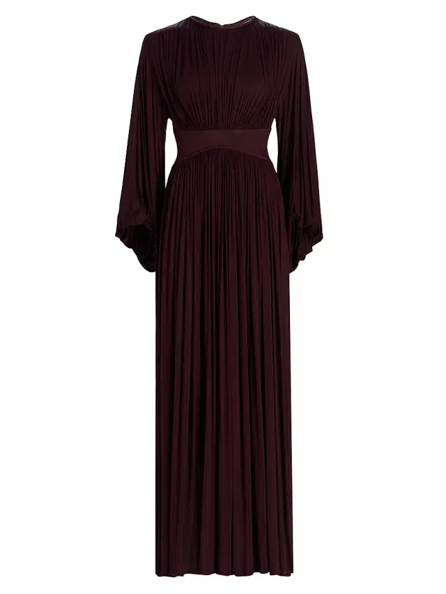 Zimmermann Women's Luna Billow Pleated Maxi Dress - Mahogany