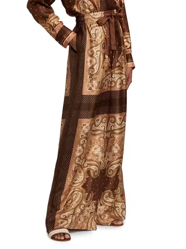 Zimmermann Women's Luna Printed Silk Track Pants - Caramel Paisley | Thumbnail 4 Zimmermann Women's Luna Printed Silk Track Pants - Caramel Paisley | Thumbnail 4