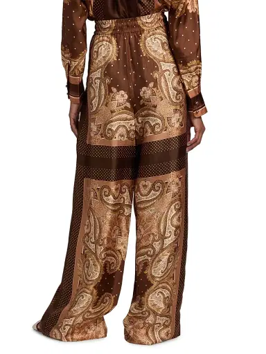 Zimmermann Women's Luna Printed Silk Track Pants - Caramel Paisley | Thumbnail 5 Zimmermann Women's Luna Printed Silk Track Pants - Caramel Paisley | Thumbnail 5