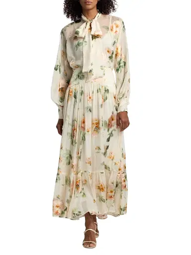 Zimmermann Women's Carousel Burnout Floral Maxi Skirt - Cream Rose | Thumbnail 2 Zimmermann Women's Carousel Burnout Floral Maxi Skirt - Cream Rose | Thumbnail 2