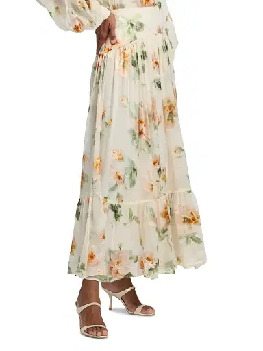 Zimmermann Women's Carousel Burnout Floral Maxi Skirt - Cream Rose | Thumbnail 4 Zimmermann Women's Carousel Burnout Floral Maxi Skirt - Cream Rose | Thumbnail 4
