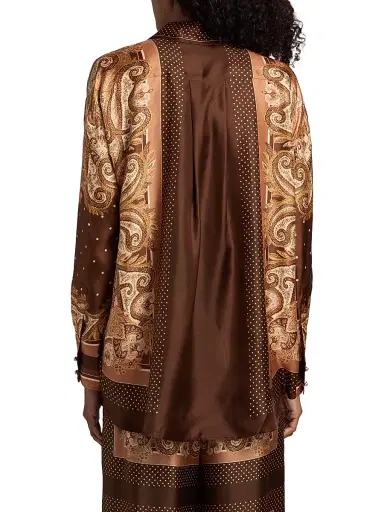 Zimmermann Women's Luna Printed Silk Button-Front Shirt - Caramel Paisley | Thumbnail 5 Zimmermann Women's Luna Printed Silk Button-Front Shirt - Caramel Paisley | Thumbnail 5