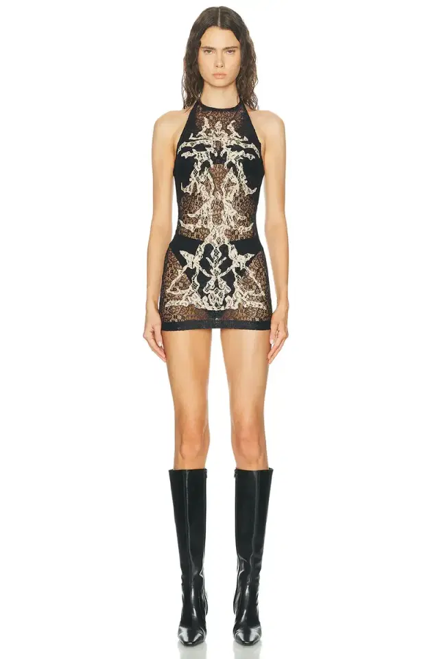 HAELO Feather Lace Mini Dress