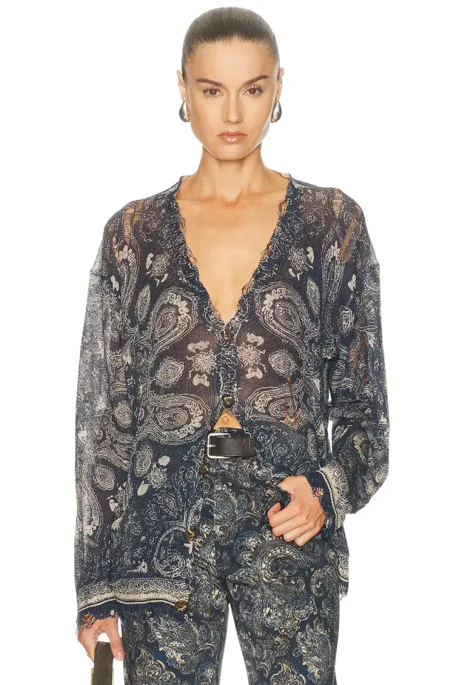 R13 Printed Boyfriend Cardigan
