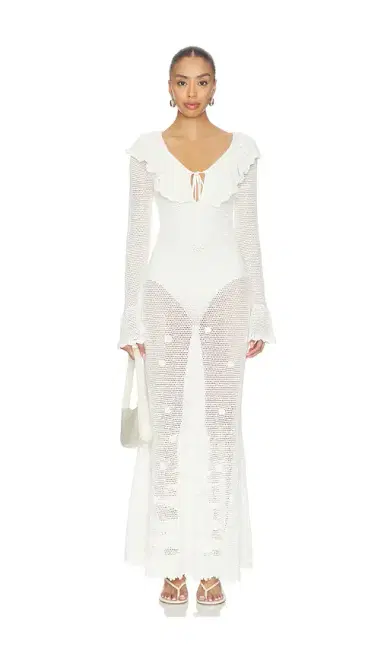 Self-Portrait White Floral Crochet Dress | Thumbnail 2