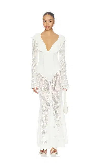 Self-Portrait White Floral Crochet Dress | Thumbnail 1