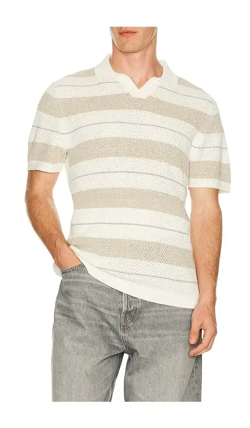 Cotton Linen Stripe Victor Polo