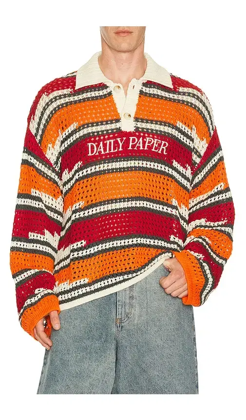 Daily Paper Kente Stripe Knit Polo