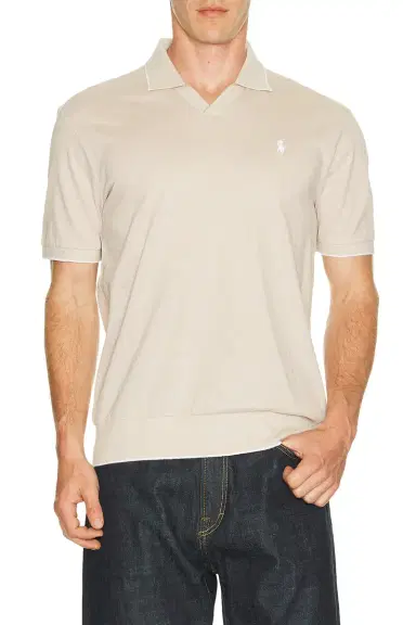 Polo Ralph Lauren Short Sleeve Jacquard Pique Johnny Collar Polo | Thumbnail 3 Polo Ralph Lauren Short Sleeve Jacquard Pique Johnny Collar Polo | Thumbnail 3