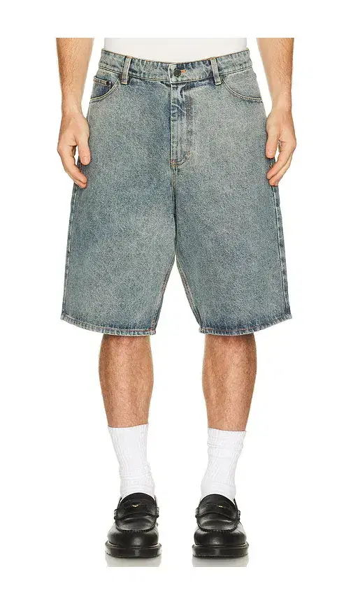 Compact Shield Embroidery Denim Shorts