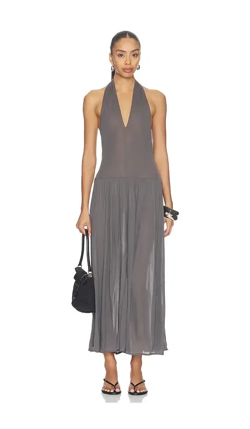 Fluid Jersey Halter Dress