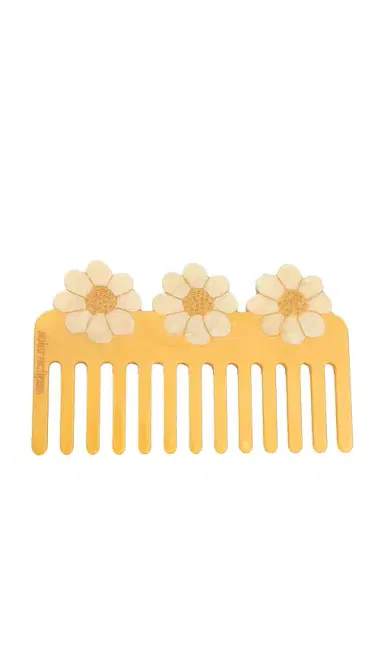 Solar Eclipse Hand-painted Vintage Daisy Detangling Wide Tooth Hair Comb | Thumbnail 1 Solar Eclipse Hand-painted Vintage Daisy Detangling Wide Tooth Hair Comb | Thumbnail 1