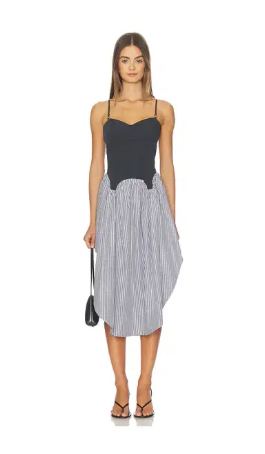 Fleur du Mal Colorblock Cupped Midi Dress | Thumbnail 1