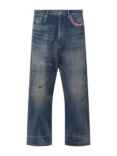 Neighborhood Savage Wide-Leg Bead-Embellished Distressed Jeans - Men | Thumbnail 1 Neighborhood Savage Wide-Leg Bead-Embellished Distressed Jeans - Men | Thumbnail 1