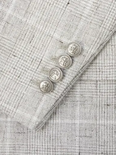 Brunello Cucinelli Double-Breasted Checked Linen-Blend Suit Jacket - Men | Thumbnail 5