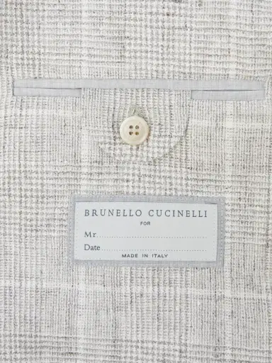 Brunello Cucinelli Double-Breasted Checked Linen-Blend Suit Jacket - Men | Thumbnail 6
