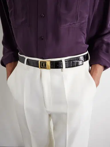 Saint Laurent 3cm Eel Leather Belt - Men | Thumbnail 2 Saint Laurent 3cm Eel Leather Belt - Men | Thumbnail 2
