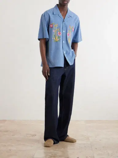 Kardo Ronen Convertible-Collar Embroidered Cotton Shirt - Men | Thumbnail 2
