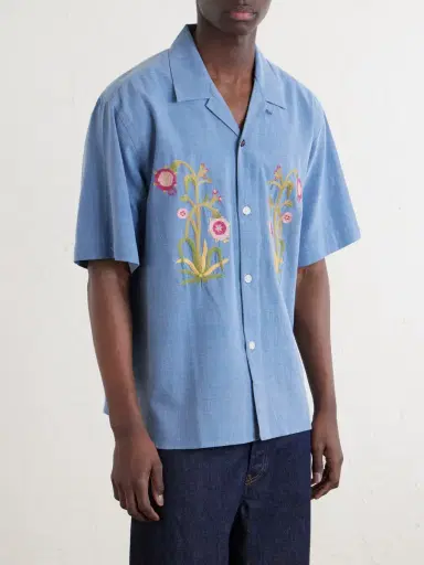 Kardo Ronen Convertible-Collar Embroidered Cotton Shirt - Men | Thumbnail 3