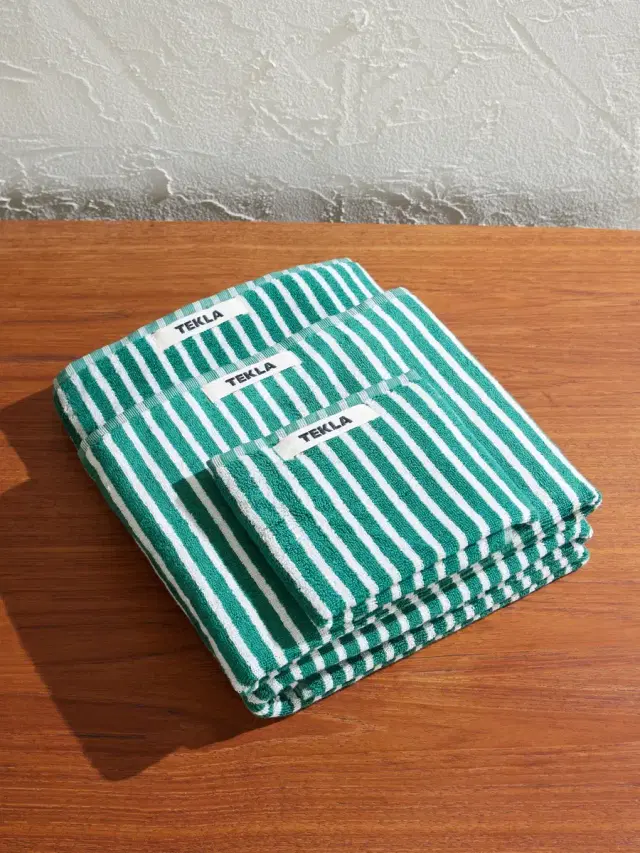 Tekla Set of Three Logo-Appliquéd Striped Organic Cotton Towels - Men