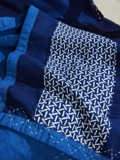 Blue Blue Japan Nenrin Patchwork Cotton and Linen-Blend Blanket - Men | Thumbnail 3 Blue Blue Japan Nenrin Patchwork Cotton and Linen-Blend Blanket - Men | Thumbnail 3