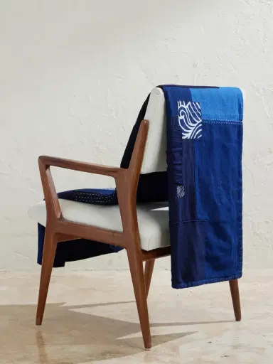 Blue Blue Japan Nenrin Patchwork Cotton and Linen-Blend Blanket - Men | Thumbnail 1 Blue Blue Japan Nenrin Patchwork Cotton and Linen-Blend Blanket - Men | Thumbnail 1