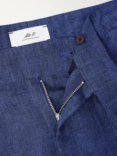 MR P. Steve Tapered Pleated Herringbone Linen Trousers - Men | Thumbnail 6
