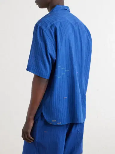 Kardo Ronald Convertible-Collar Embroidered Striped Cotton Shirt - Men | Thumbnail 4